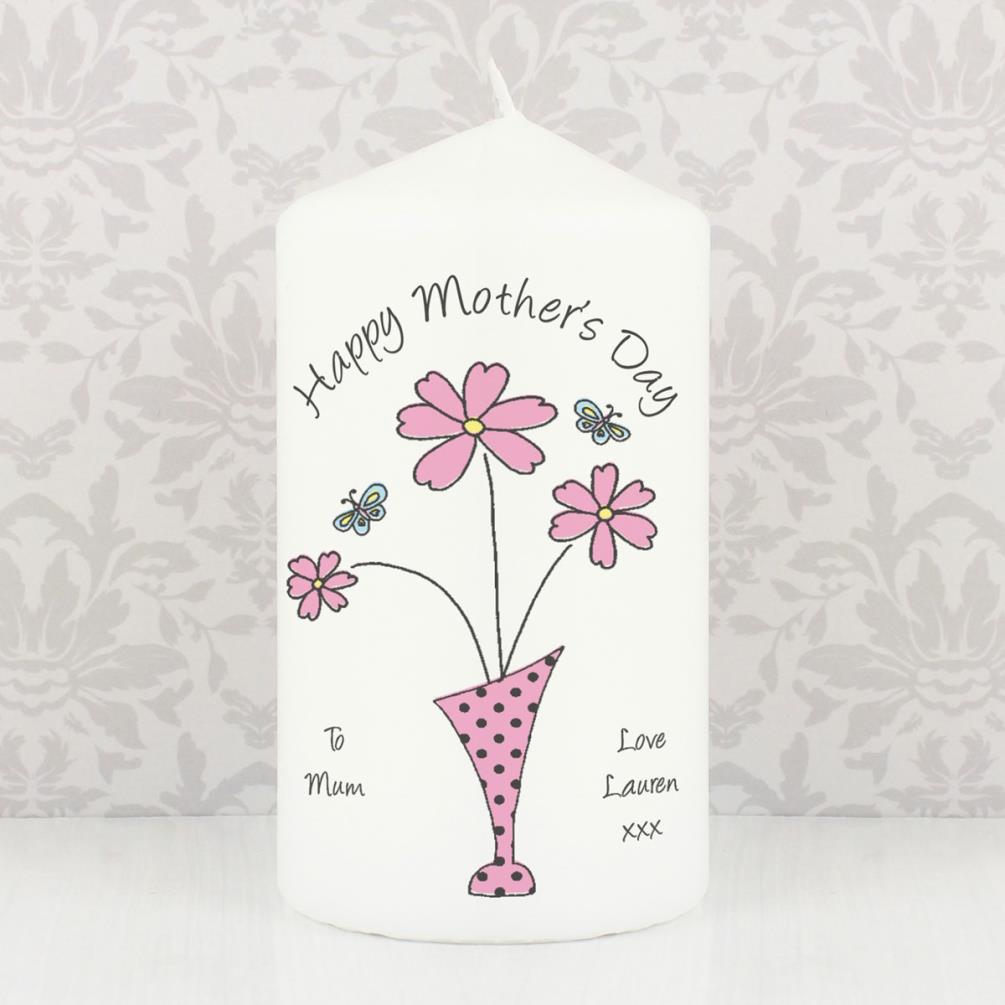Personalised Flower in Vase Pillar Candle Extra Image 2